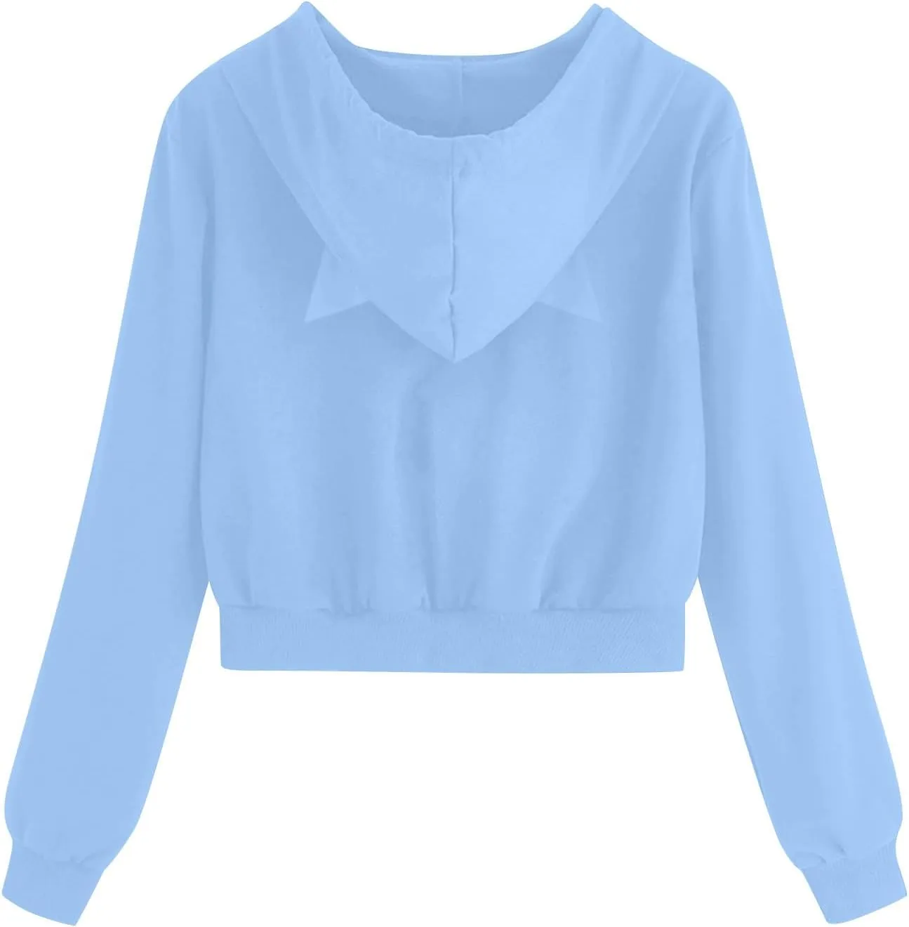 Cat Ear Hoodie Preppy Sweatshirt Womens SOlid Color Zipper Hooded Coats Pullover Long Sleeves Short Outwear Fall