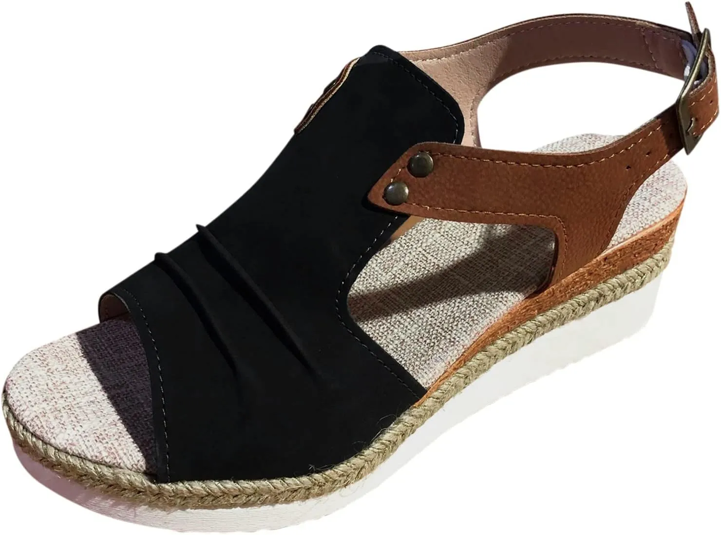 Cathalem Flat Sandals for Women, Orthopedic Platform Wedge Sandals for Women Open Toe Ankle Strap Espadrilles Sandals
