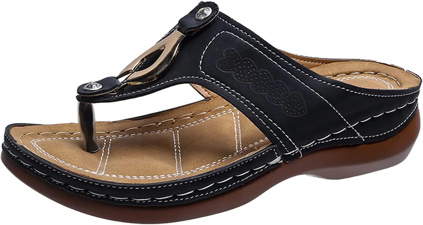 Cathalem Low Wedge Sandals for Women, Orthopedic Sandals for Women Sandals with Arch Support Flip Flops Comfortable Sandals