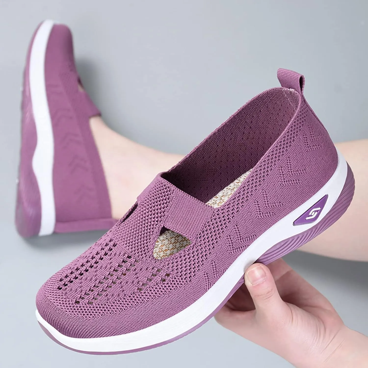 Cathalem Running Shoes for Women Walking Slip on Diabetic Foam Shoes Hands Free Slip in Sneakers Arch Support