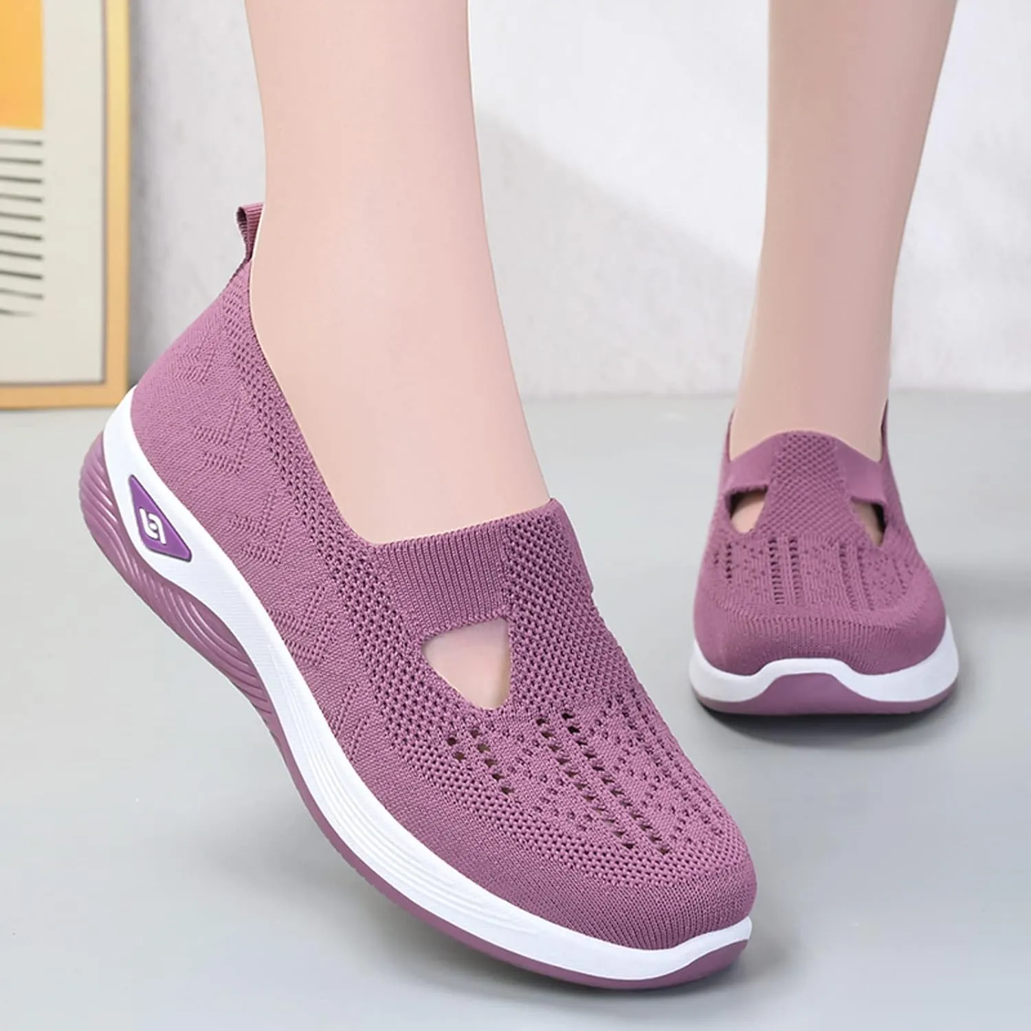 Cathalem Running Shoes for Women Walking Slip on Diabetic Foam Shoes Hands Free Slip in Sneakers Arch Support
