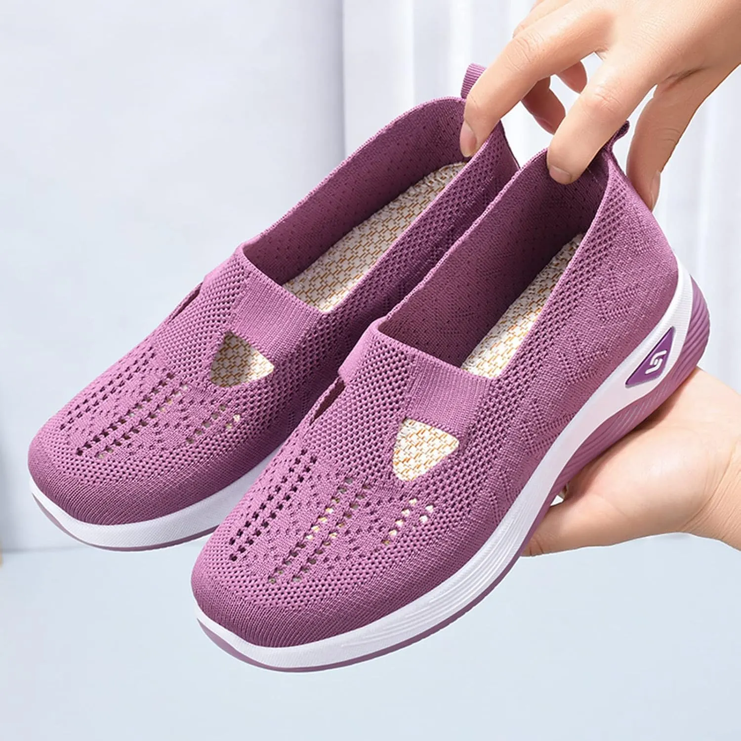 Cathalem Running Shoes for Women Walking Slip on Diabetic Foam Shoes Hands Free Slip in Sneakers Arch Support