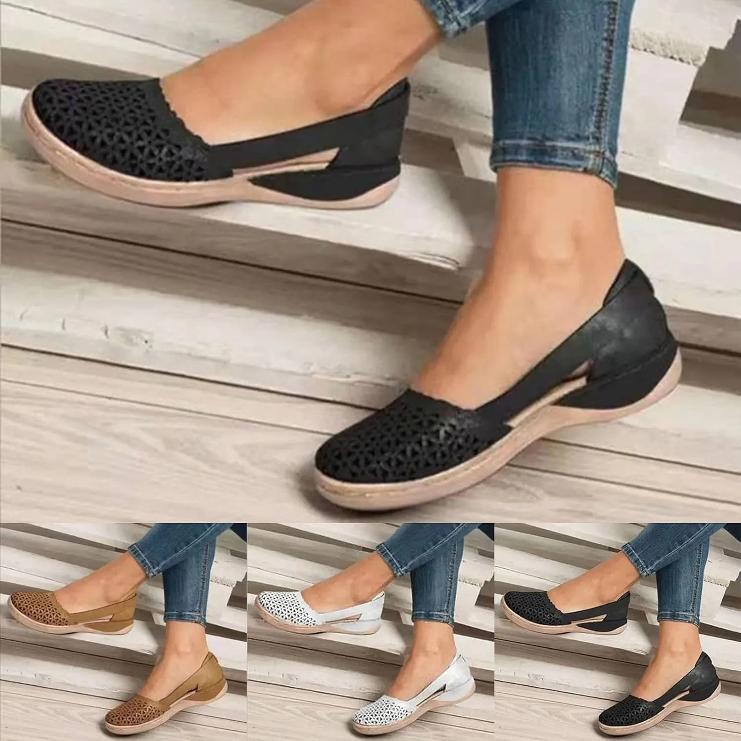Cathalem Sandals for Women Dressy Summer, Women's Sandals Summer Comfy Closed Toe Slip On Flat Sandals