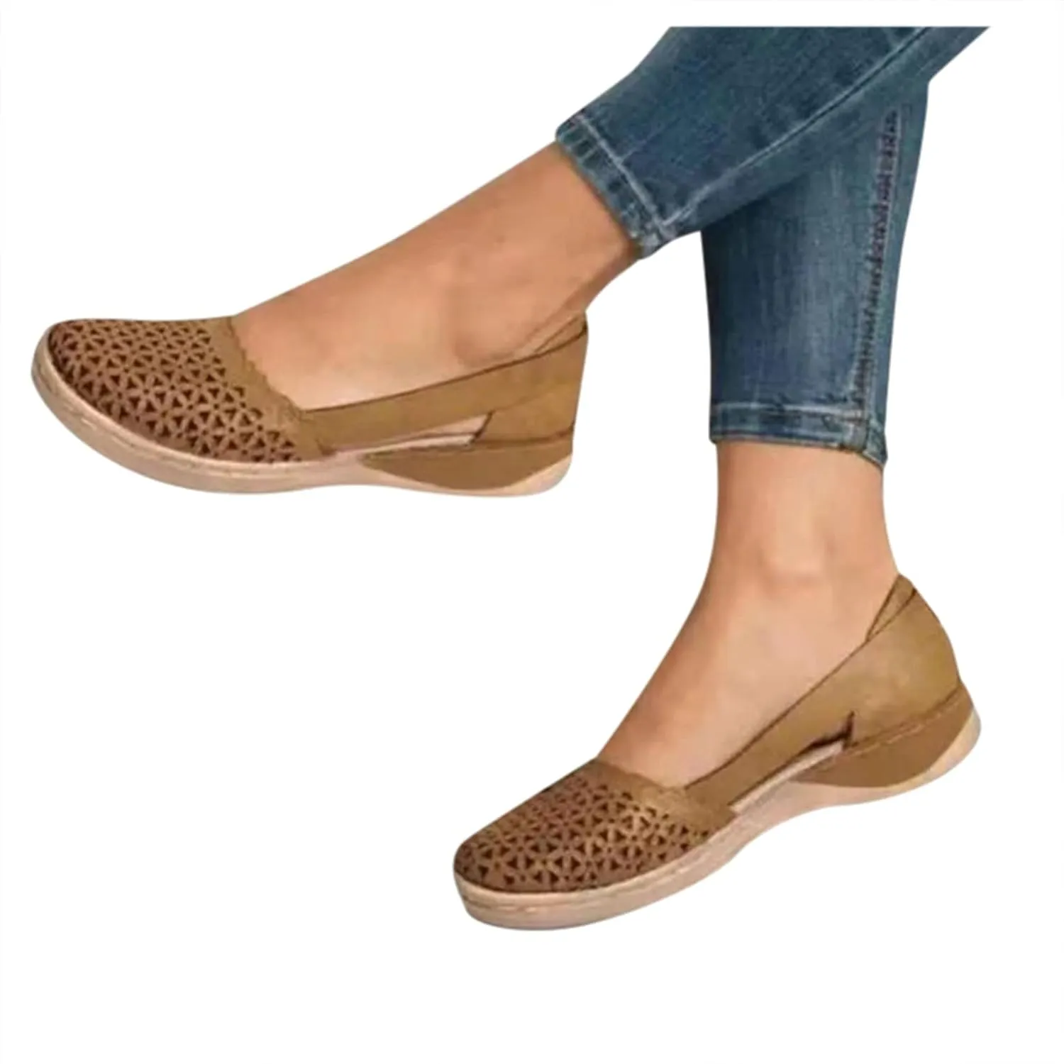 Cathalem Sandals for Women Dressy Summer, Women's Sandals Summer Comfy Closed Toe Slip On Flat Sandals