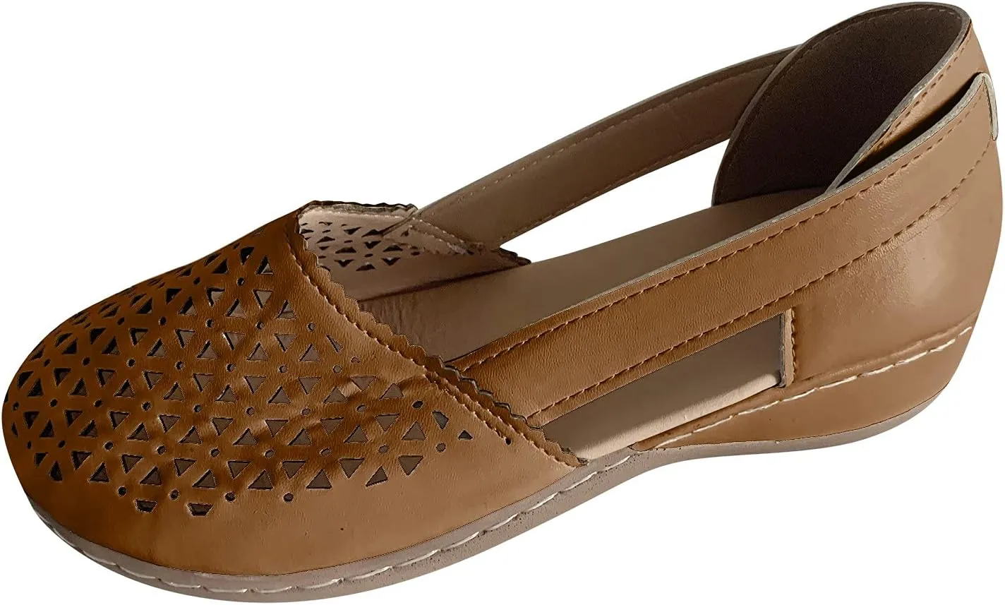 Cathalem Sandals for Women Dressy Summer, Women's Sandals Summer Comfy Closed Toe Slip On Flat Sandals