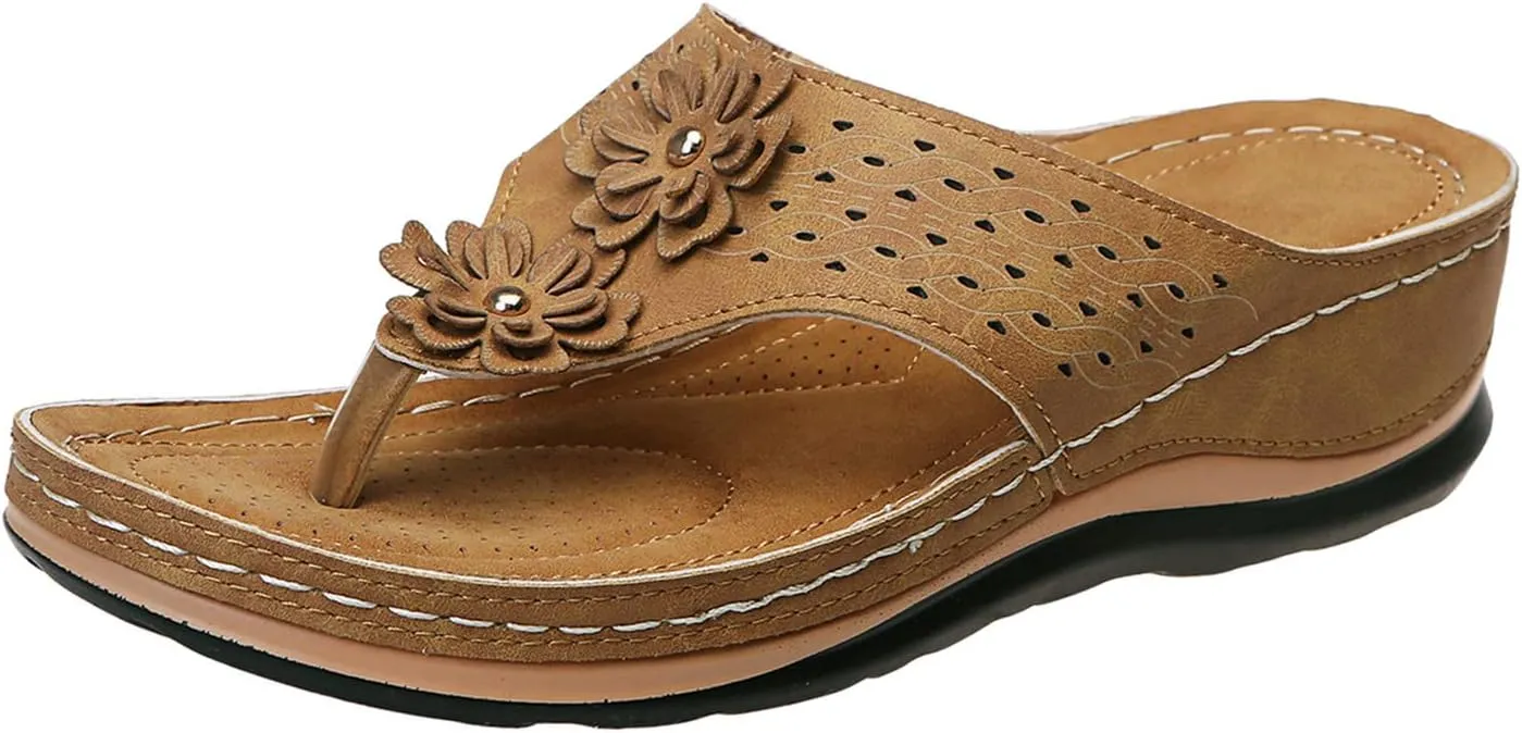 Cathalem Summer Sandals for Women 2024 Anti-Slip Casual Comfortable Wedge Sandals Walking Slippers with Arch Support