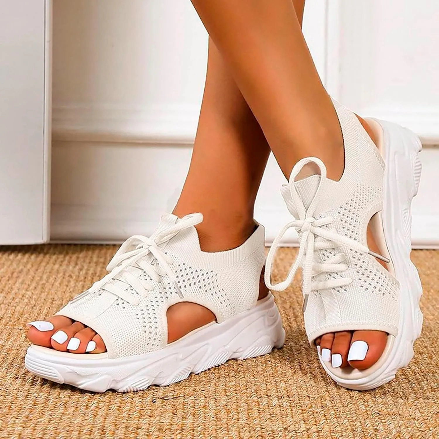 Cathalem Summer Sandals for Women 2024 Espadrille Sandals Platform Sandals Women Casual Ankle Strap Wedge Heels Sandals