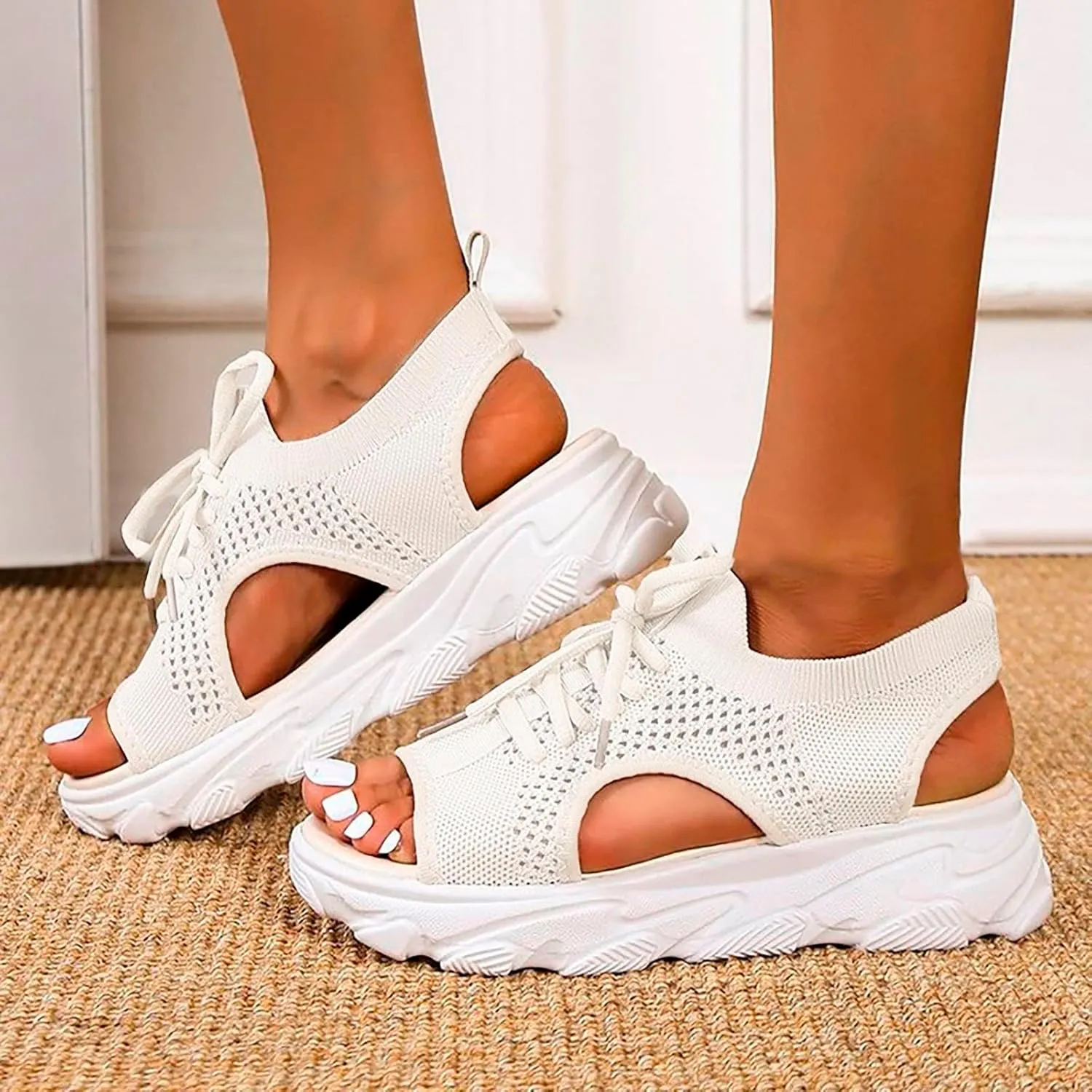 Cathalem Summer Sandals for Women 2024 Espadrille Sandals Platform Sandals Women Casual Ankle Strap Wedge Heels Sandals