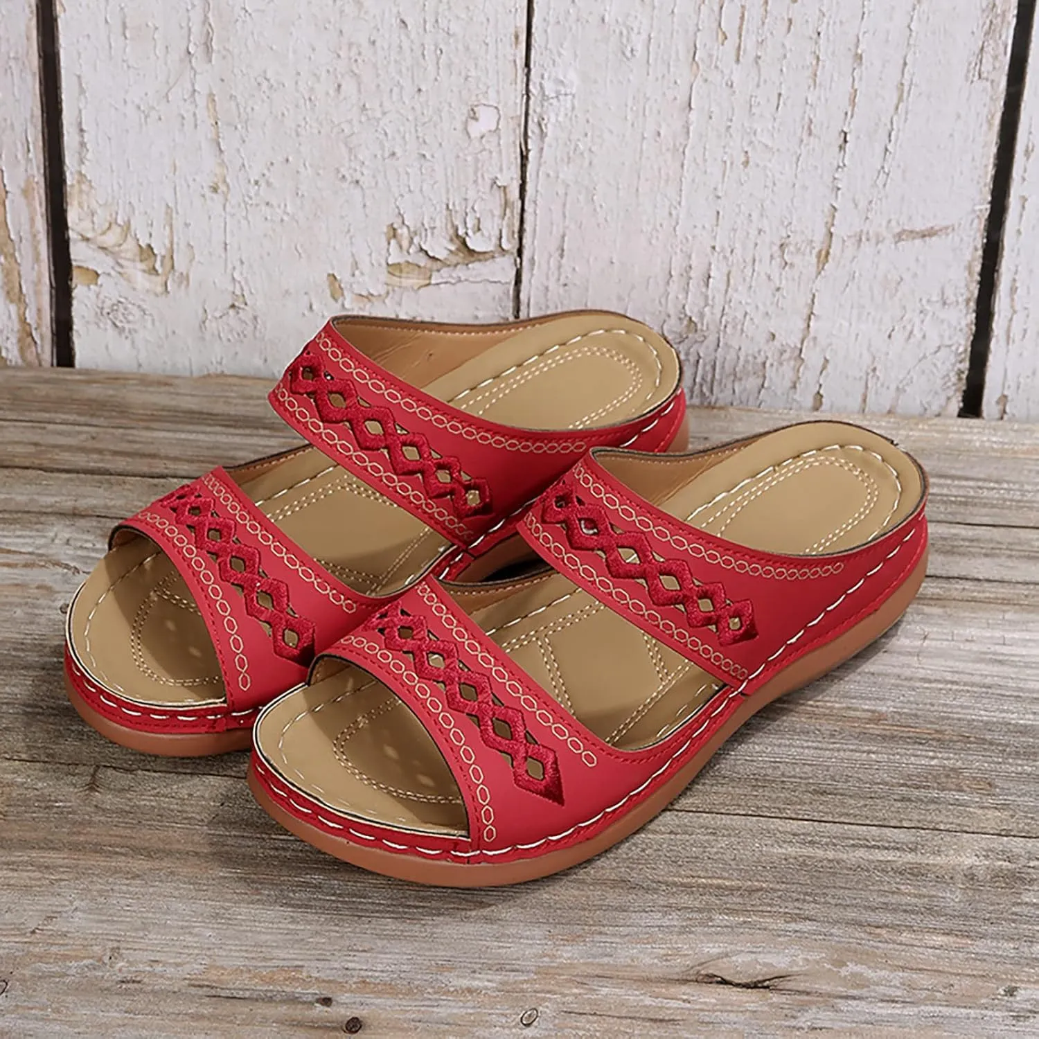 Cathalem Summer Sandals for Women 2024 Orthopedic Sandals with Arch Support Comfortable Slip on Thong Sandals Casual