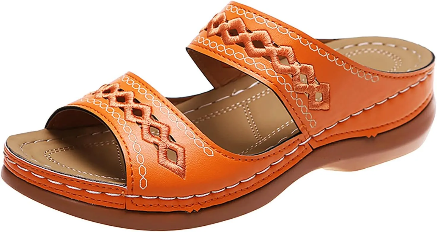 Cathalem Summer Sandals for Women 2024 Orthopedic Sandals with Arch Support Comfortable Slip on Thong Sandals Casual