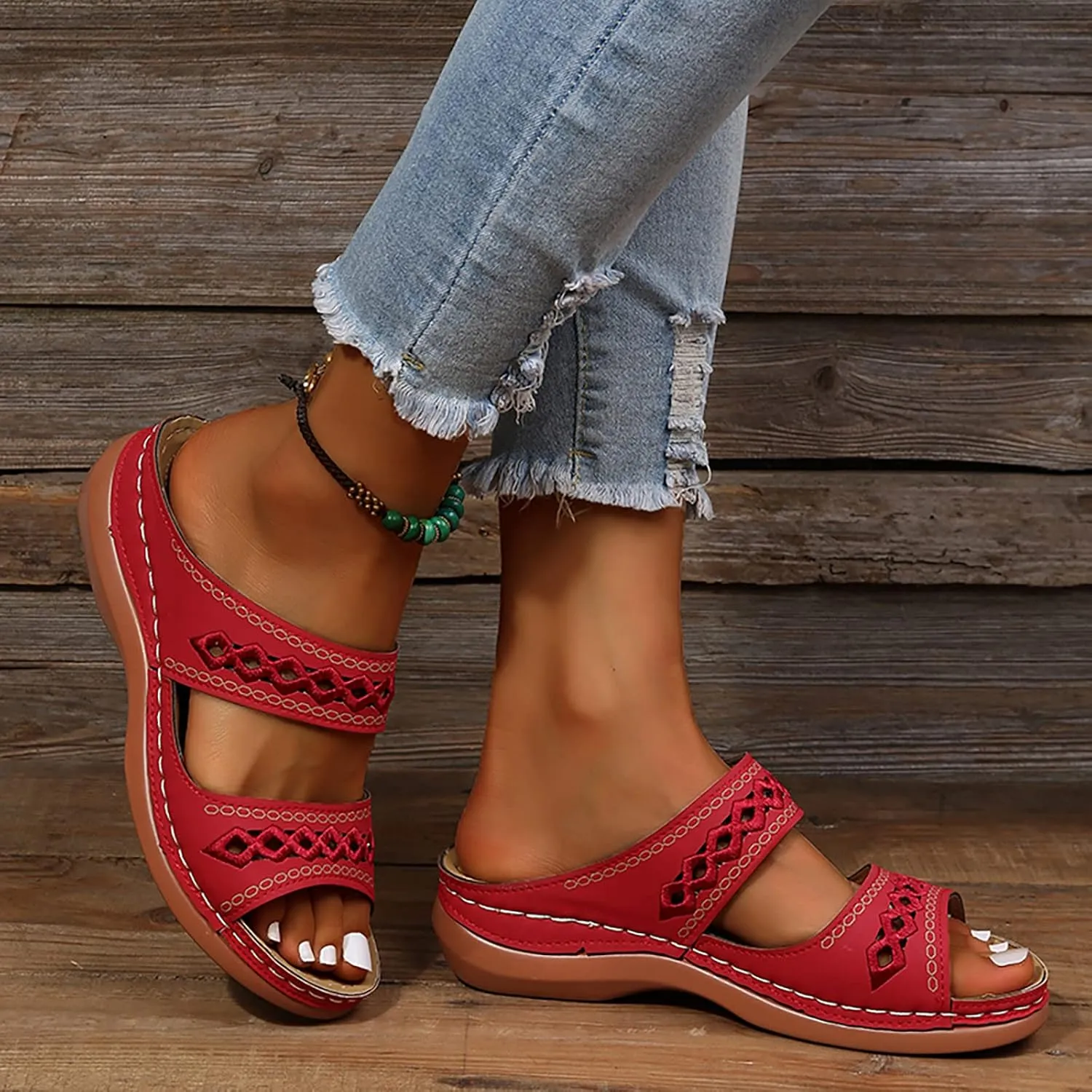 Cathalem Summer Sandals for Women 2024 Orthopedic Sandals with Arch Support Comfortable Slip on Thong Sandals Casual
