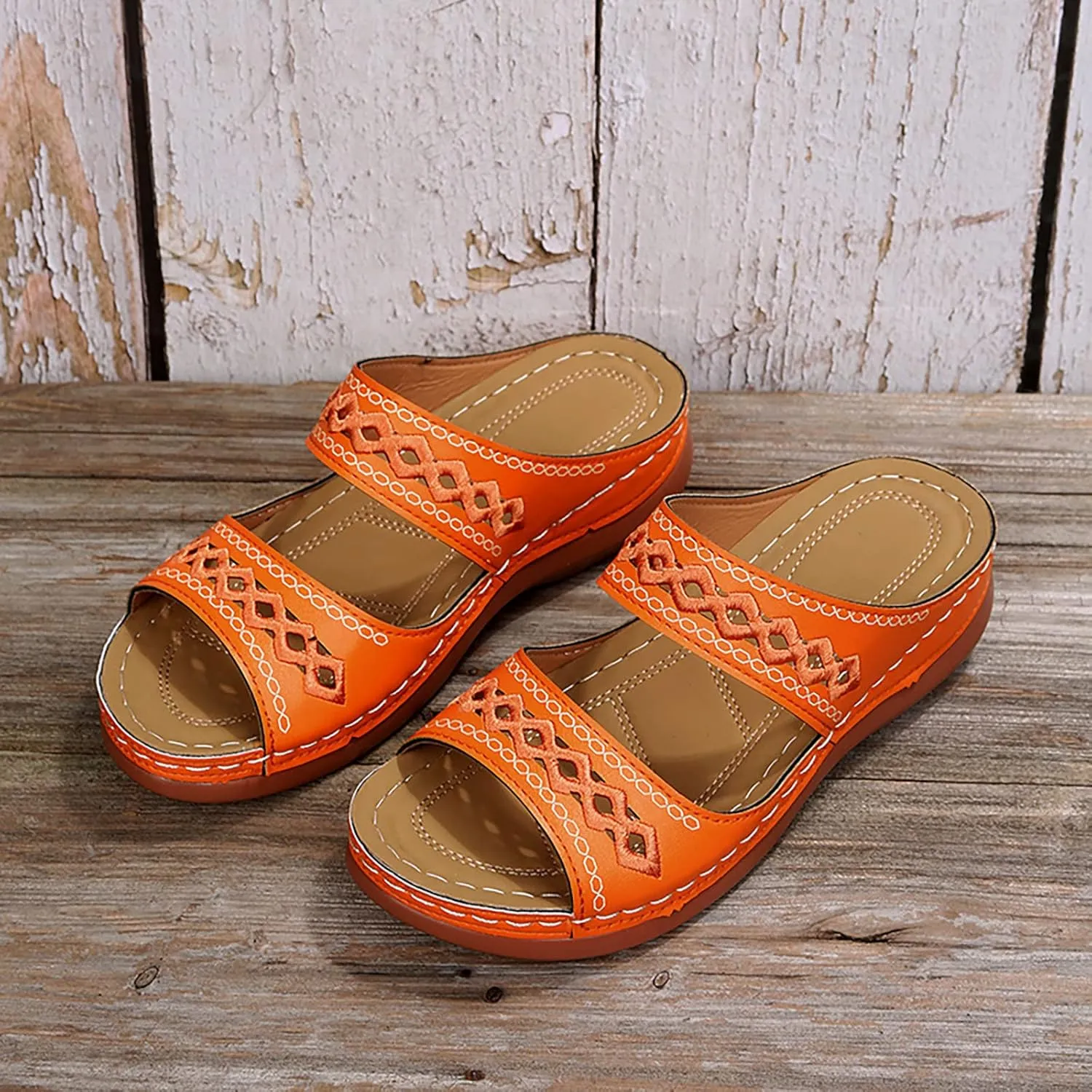 Cathalem Summer Sandals for Women 2024 Orthopedic Sandals with Arch Support Comfortable Slip on Thong Sandals Casual