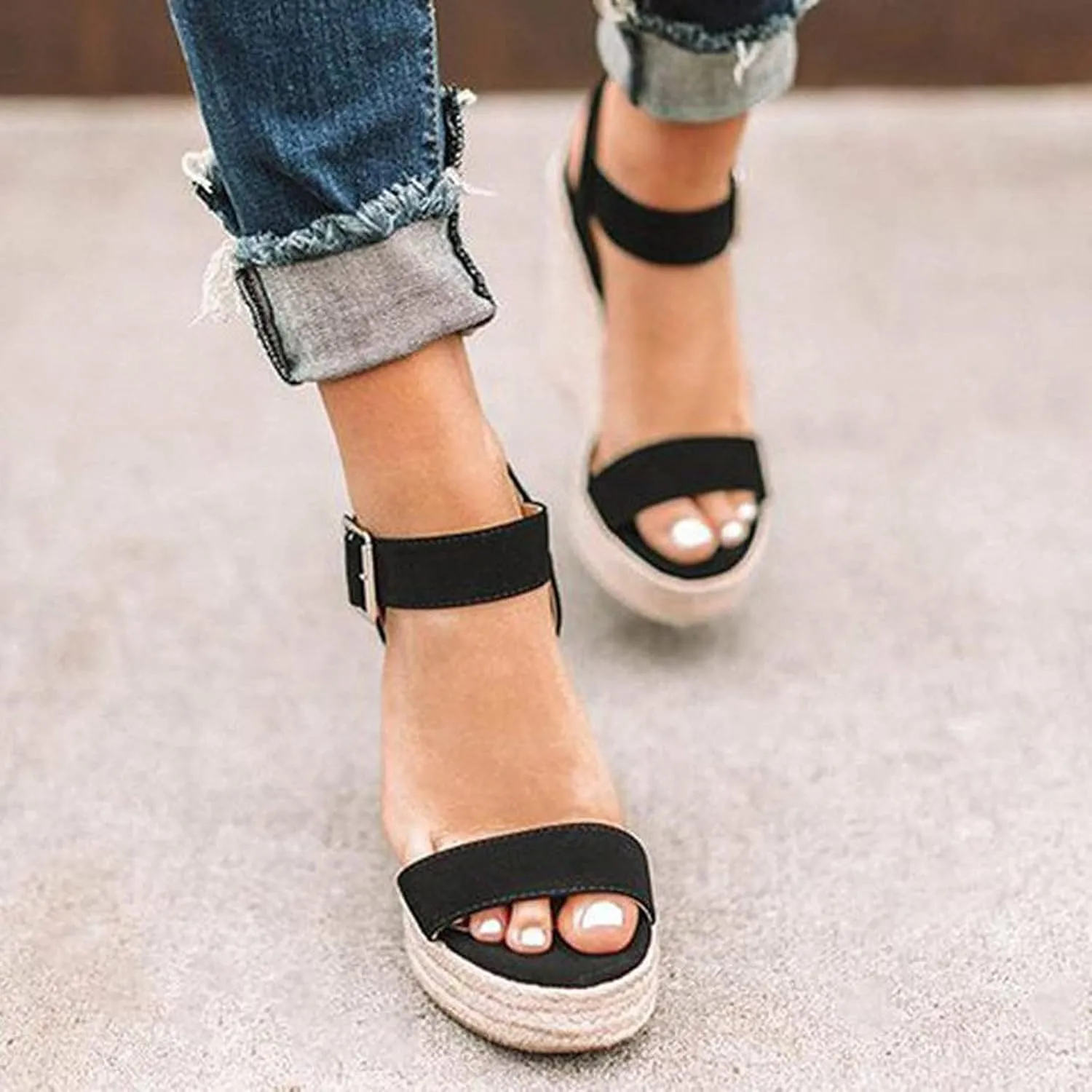 Cathalem Wedge Sandals for Women Dressy Summer Slide on Open Toe Platform Sandals Sandals for Women with Ankle Strap