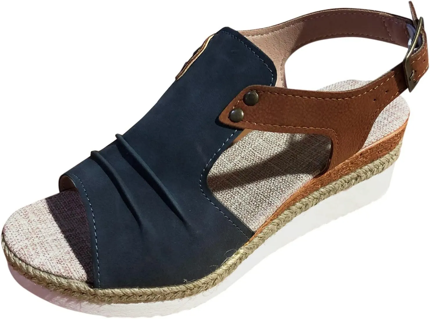 Cathalem Wedge Sandals for Women Dressy Summer Slide Platform Walking Sandals Mid Heel for Women Open Toe Ankle Strap Sandals