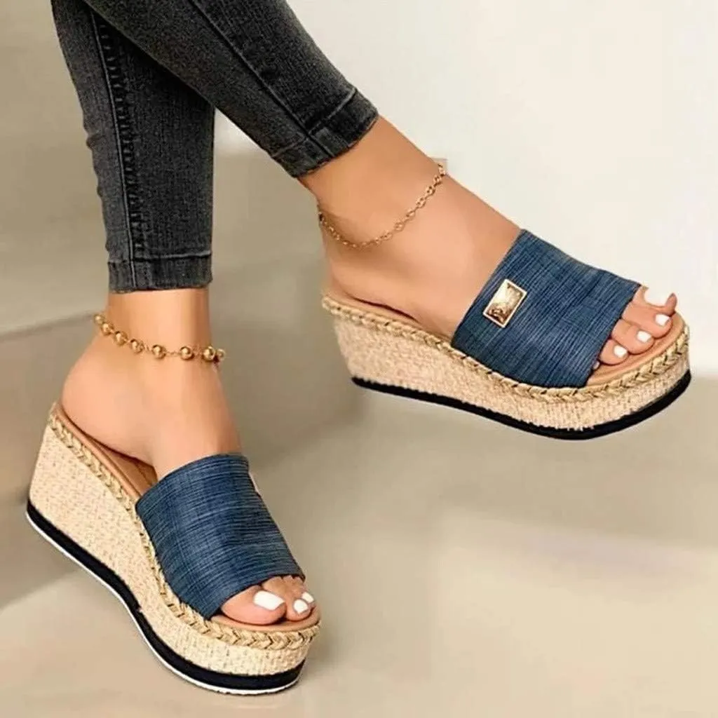 Cathalem Wedge Sandals for Women Summer Dressy Casual Comfortable Sandals Platform High Heels Open Toe Espadrilles Sandals Slip on Shoes Women