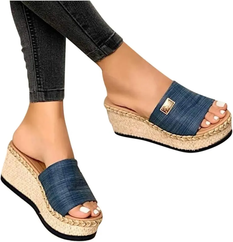 Cathalem Wedge Sandals for Women Summer Dressy Casual Comfortable Sandals Platform High Heels Open Toe Espadrilles Sandals Slip on Shoes Women