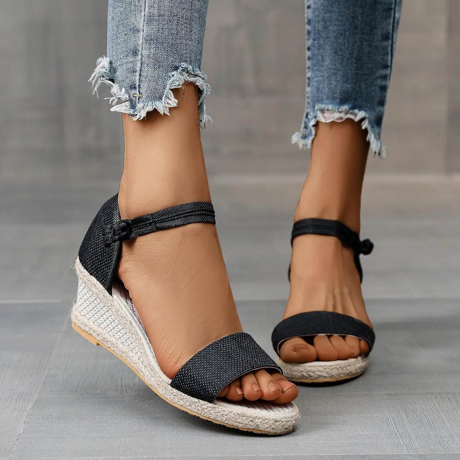 Cathalem Wedge Sandals for Women, Women's Ankle Strap Closed Toe Heels Sandals Casual Platform Buckle Strap Breathable Summer Sandals