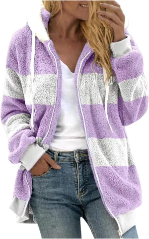 Ceboyel Teddy Coat For Women Hooded Fuzzy Sherpa Jacket Fleece Drawstring Zip Up Hoodie 2023 Trendy Winter Outerwear Clothes