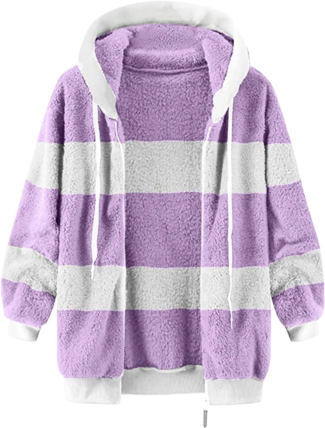 Ceboyel Teddy Coat For Women Hooded Fuzzy Sherpa Jacket Fleece Drawstring Zip Up Hoodie 2023 Trendy Winter Outerwear Clothes