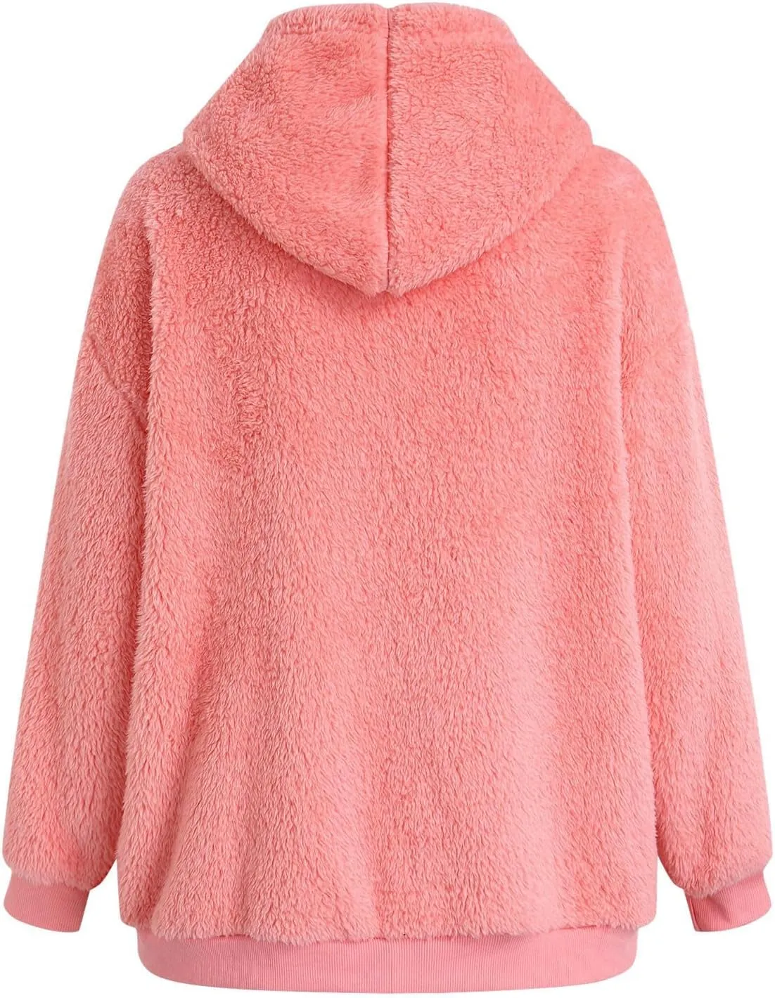 Ceboyel Women Fuzzy Fleece Jacket Faux Shearling Oversized Hoodie Coats Full Zip Up Hooded Teddy Coat Trendy Winter Outwear