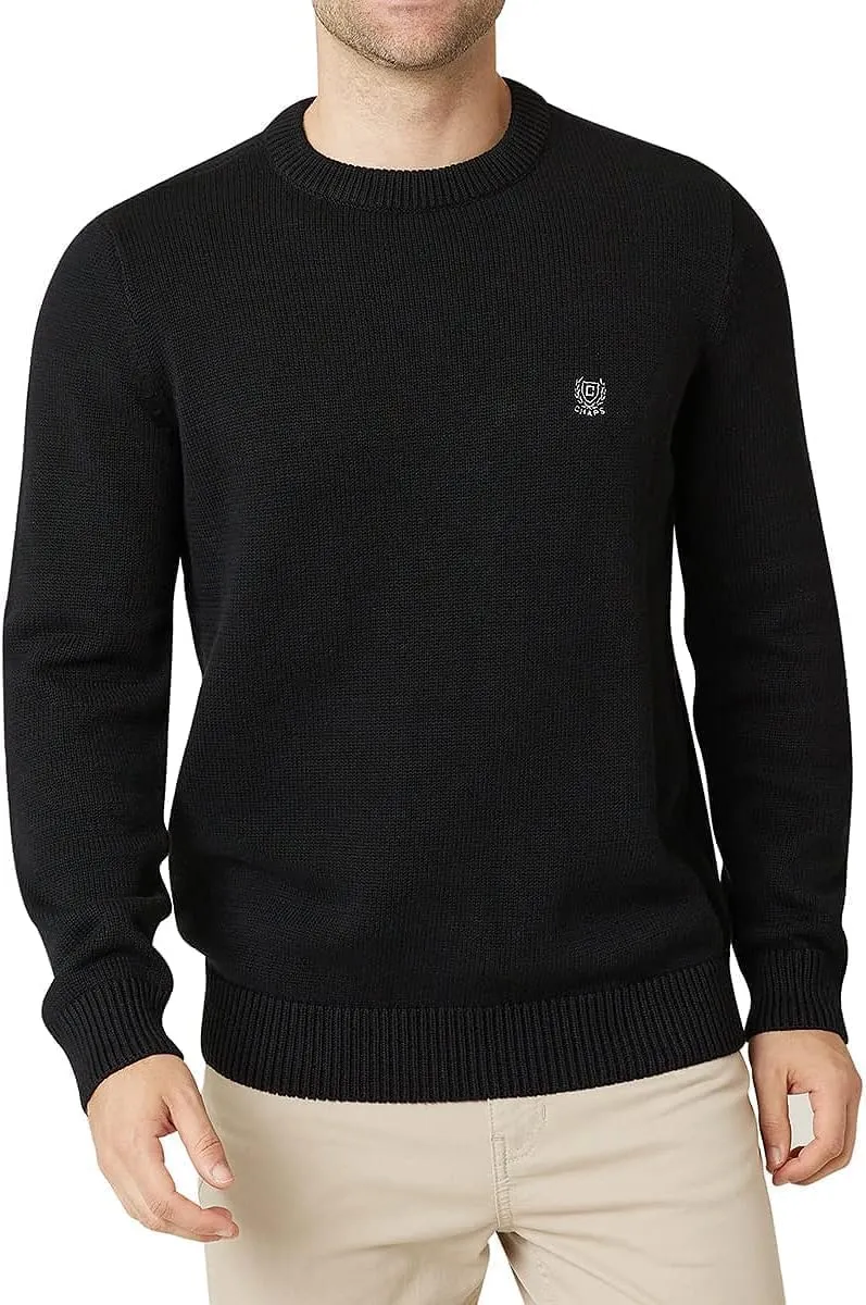 Chaps Men's Big and Tall Sweater - Heavyweight Classic Fit Knitted Cotton Crewneck Pullover Sweater for Men (Sizes: L-4X), Size 3X-Large Tall, Black