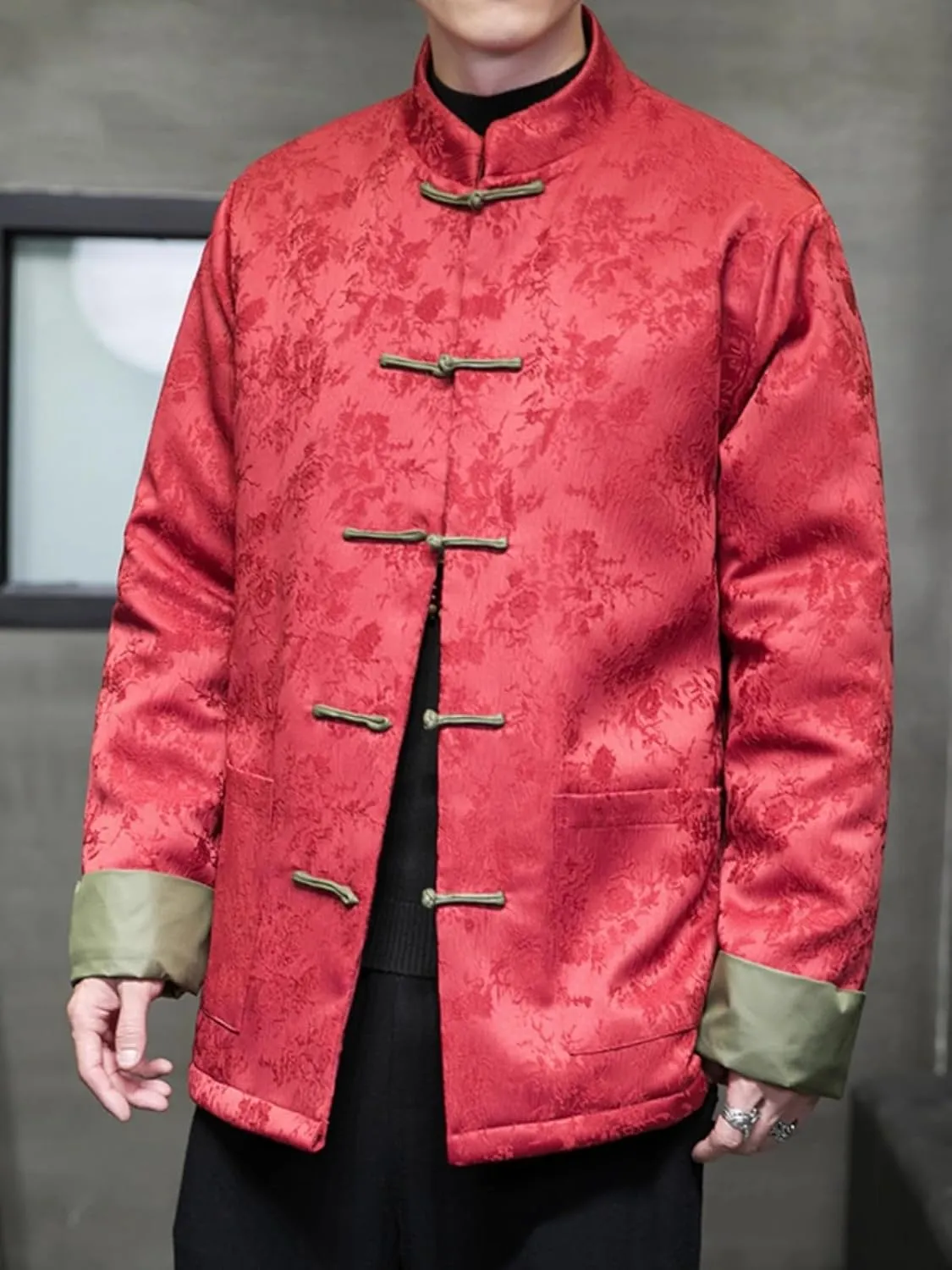 Chinese style retro cotton coat, men's quilted buckle large size stand collar coat cotton-padded jacket