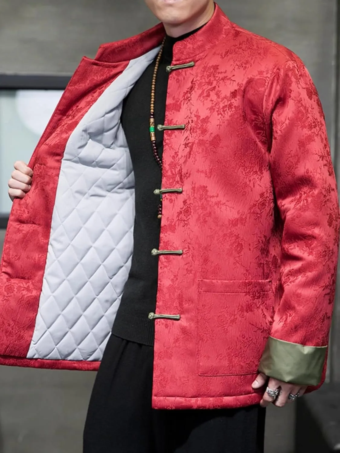 Chinese style retro cotton coat, men's quilted buckle large size stand collar coat cotton-padded jacket