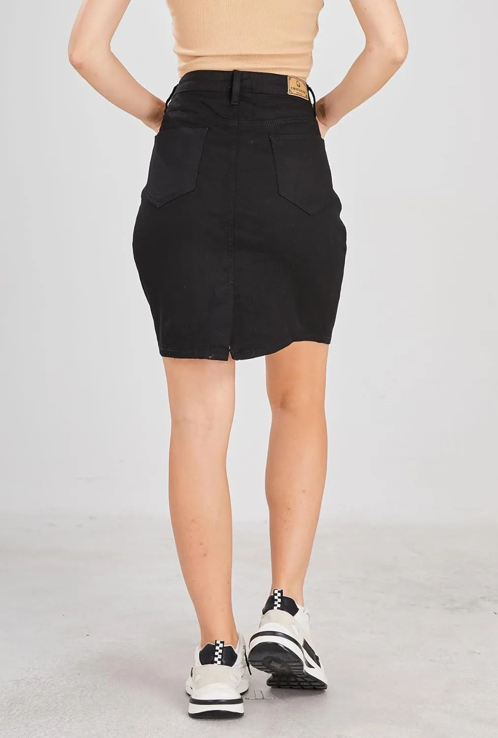 chouyatou Women's Basic Five-Pocket Rugged Wear Denim Pencil Skirt with Slit