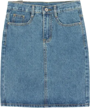 chouyatou Women's Basic Five-Pocket Rugged Wear Denim Pencil Skirt with Slit
