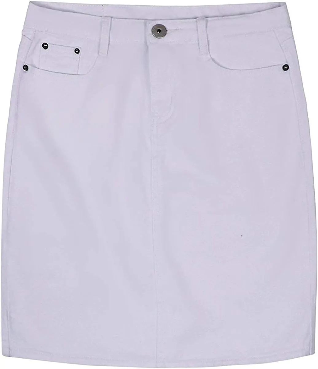 chouyatou Women's Basic Five-Pocket Rugged Wear Denim Pencil Skirt with Slit