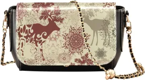 Christmas Deer Crossbody Bags for Women, Trendy Small Shoulder Bag, PU Leather Clutch Purse Underarm Handbag Satchel HandBag with Adjustable Metal Chain