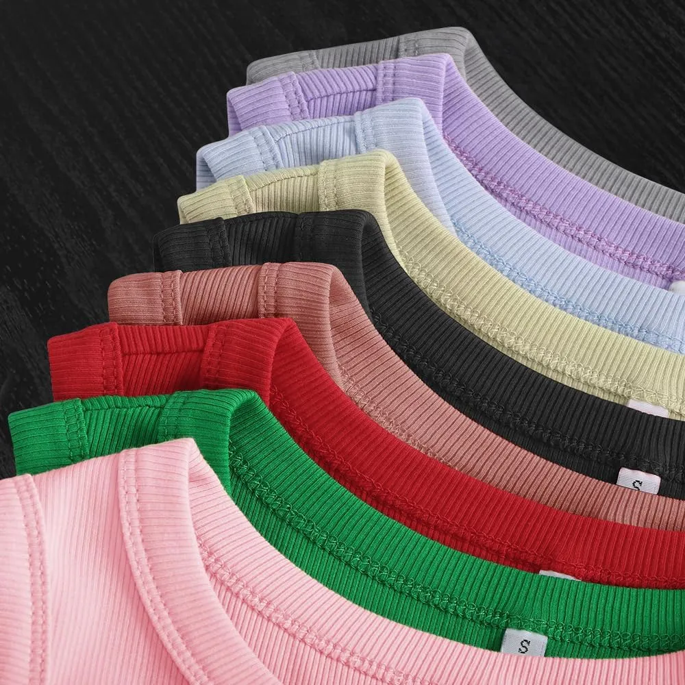 Chulianyouhuo Women's Ribbed Knit Tank Tops Crewneck Sleeveless Slim Fitted Shirts Summer Casual Basic Tanks Tee Shirts