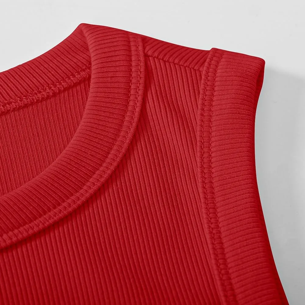 Chulianyouhuo Women's Ribbed Knit Tank Tops Crewneck Sleeveless Slim Fitted Shirts Summer Casual Basic Tanks Tee Shirts