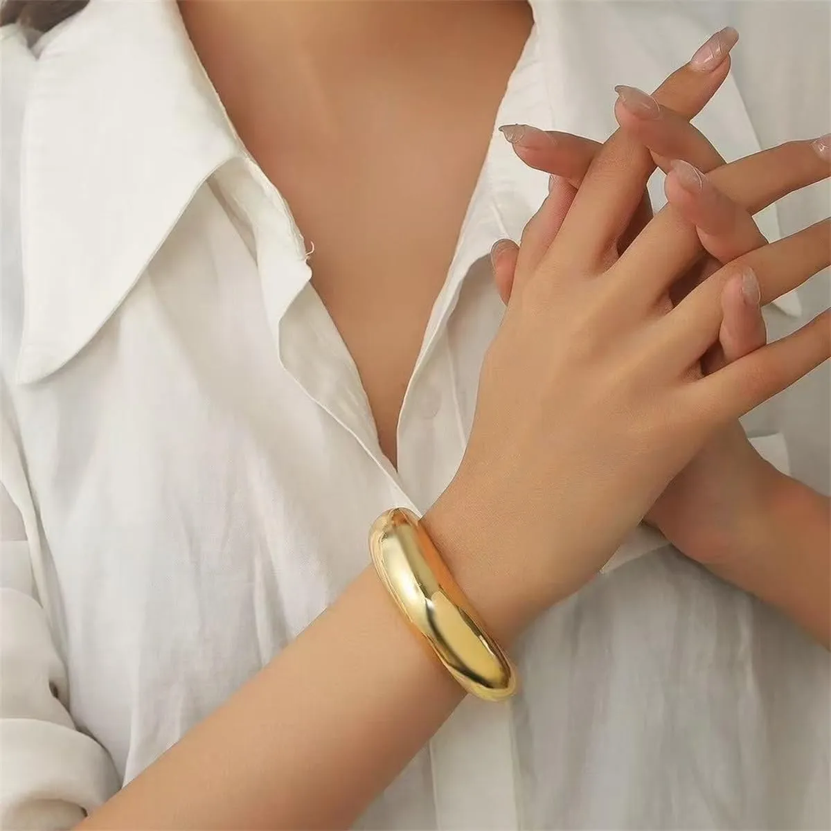 Chunky Gold Cuff Bangle Bracelets Irregular Wide Hinged Cuff Open Bracelet Dainty Wrist Cuff Bracelet
