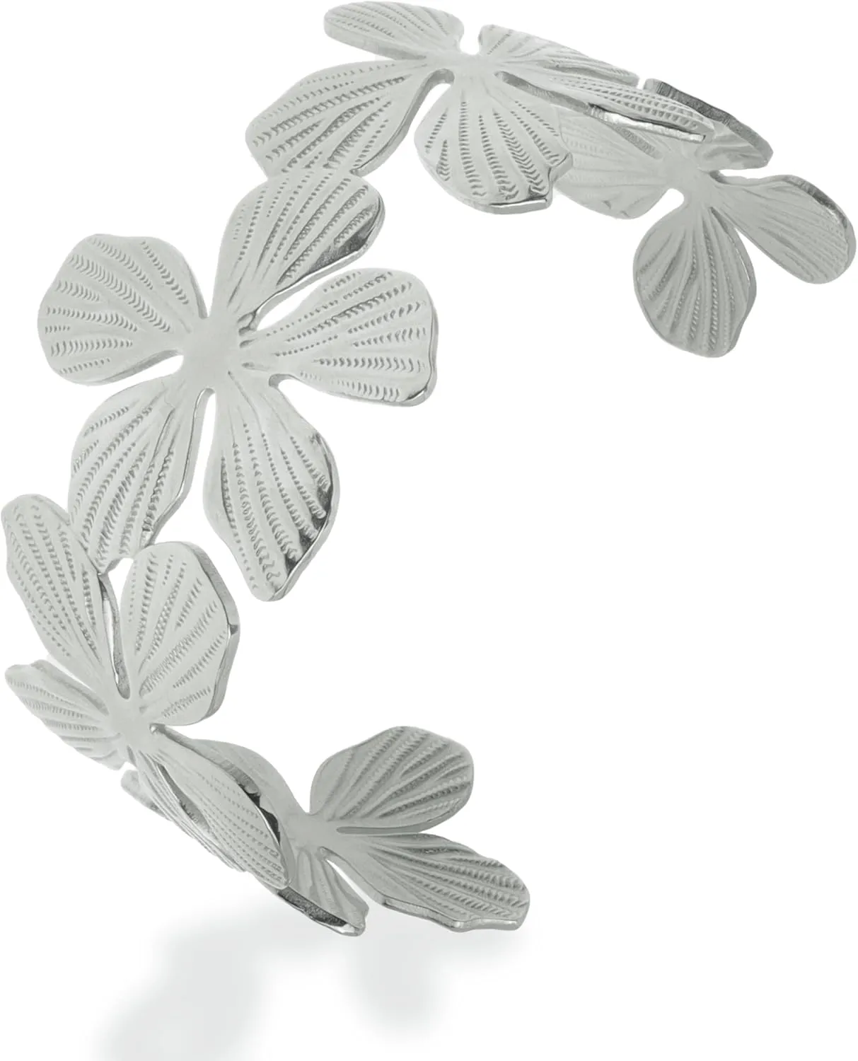 Chunky Open Cuff Bangle Bracelets for Woman, Textured Flower Bangles Jewelry Gifts