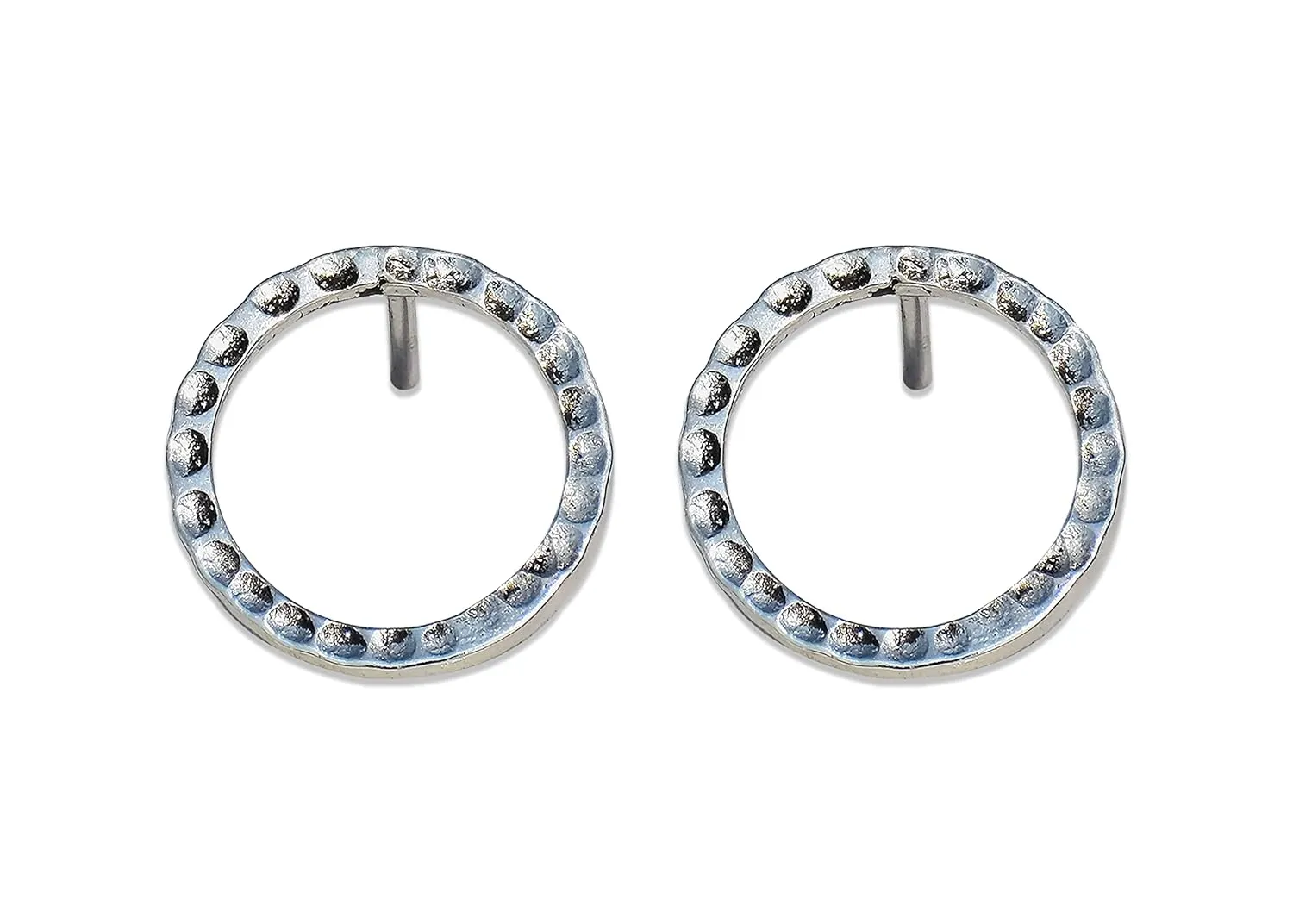 Circle Post Earrings Sterling Silver Studs Handmade Hammered Geometric Circle Stud Earrings Eternity Silver Studs Minimalist Everyday Jewelry for Women