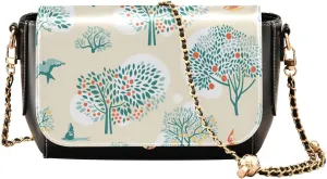 Citrus and Apples Trees Crossbody Bags for Women, Trendy Small Shoulder Bag, PU Leather Clutch Purse Underarm Handbag Satchel HandBag with Adjustable Metal Chain