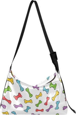 Colorful Dog Bones Leather Hobo Bags for Women Cross Body Men Bag Floral Animal Print Shoulder Handbag Purse