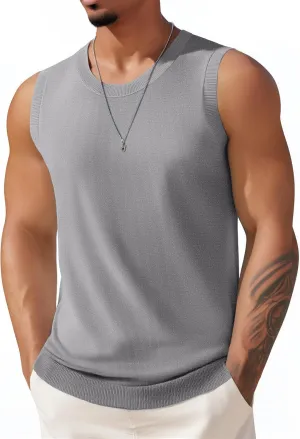 COOFANDY Mens Casual Tank Tops Knit Crew Neck Sleeveless Shirts Summer Beach Tank Top Muscle Tee Shirts