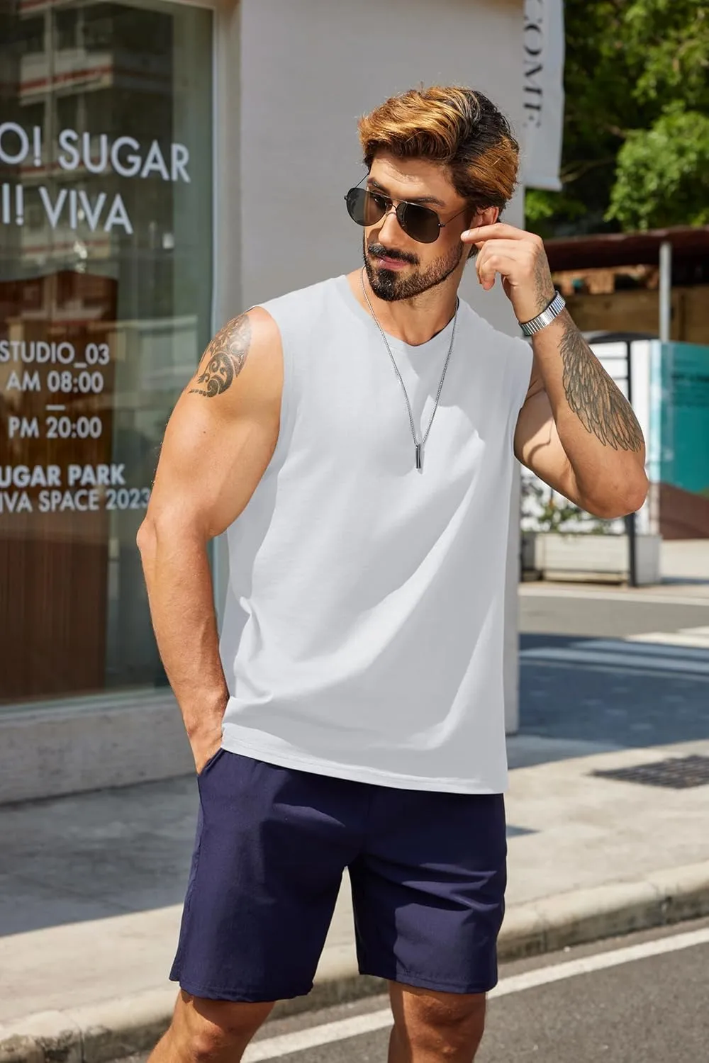 COOFANDY Men's Tank Top Cotton Workout Sleeveless Muscle T Shirts Casual Summer Tank Shirts