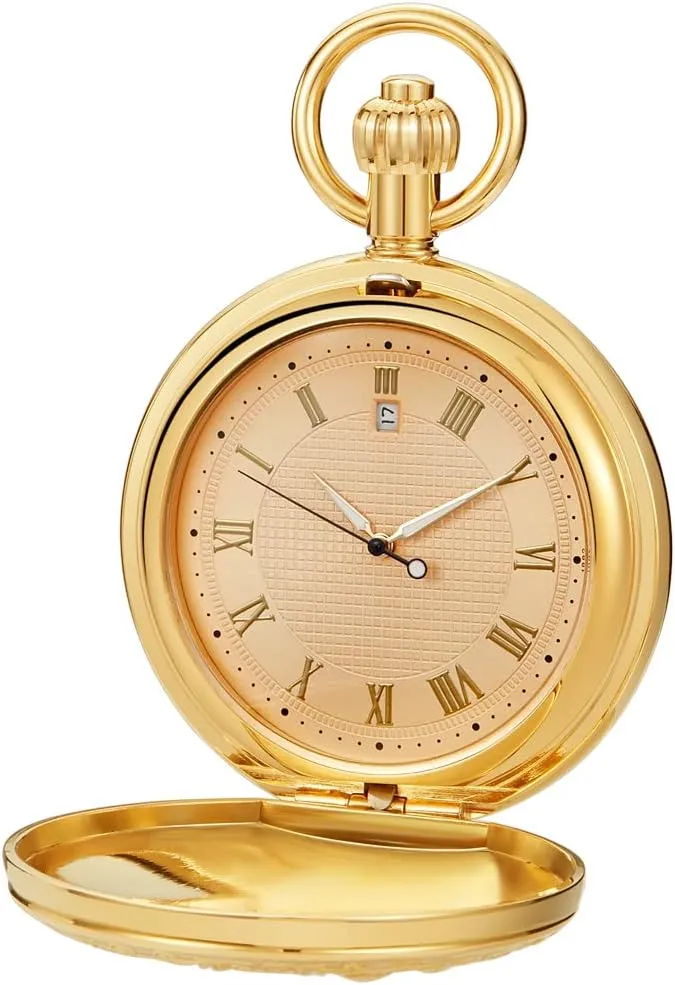 Copper Pocket Watch Steampunk Mechanical London Hand Wind Mens Watches with Chains & Boxs