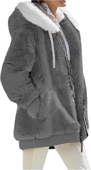 COTECRAM Jackets for Women Casual Plus Size Sherpa Fleece Winter Coats Full Zip Up Fuzzy Plush Sweater Hoodies Outerwear