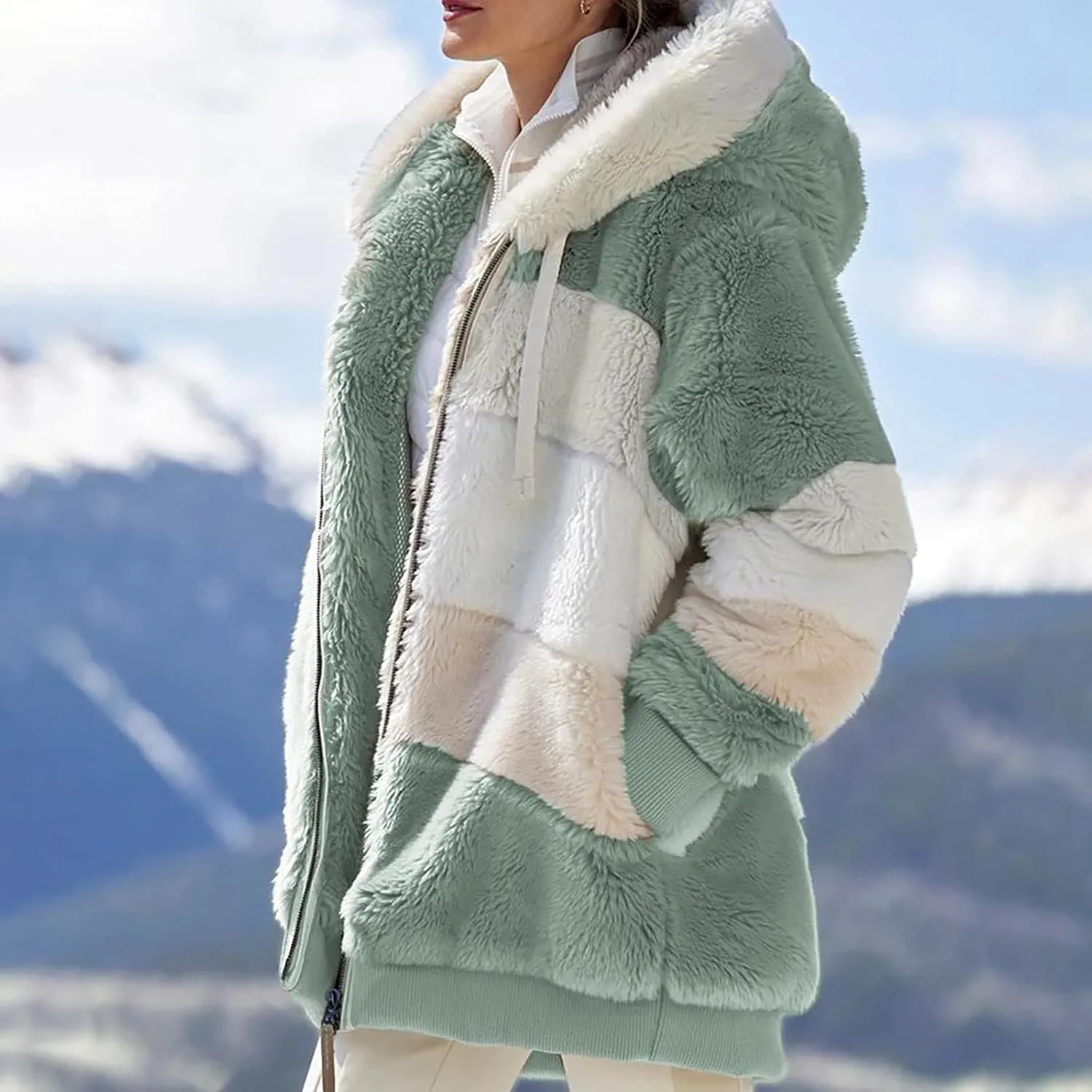COTECRAM Winter Coats for Women Fashion Plus Size Sharpa Jacket Fleece Warm Hoodie Outwear Plush Sweatshirt Thick Fuzzy Tops