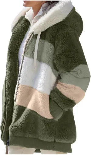 COTECRAM Winter Coats for Women Fashion Plus Size Sharpa Jacket Fleece Warm Hoodie Outwear Plush Sweatshirt Thick Fuzzy Tops