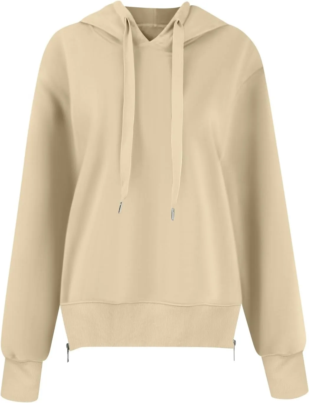 COTECRAM Women Oversized Hoodies Side Zipper Casual Sweatshirts Lightweight Tunic Pullover 2024 Fall Long Sleeve Shirts