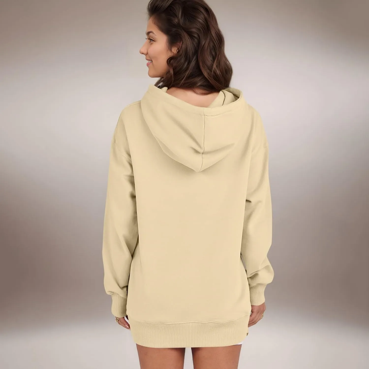 COTECRAM Women Oversized Hoodies Side Zipper Casual Sweatshirts Lightweight Tunic Pullover 2024 Fall Long Sleeve Shirts