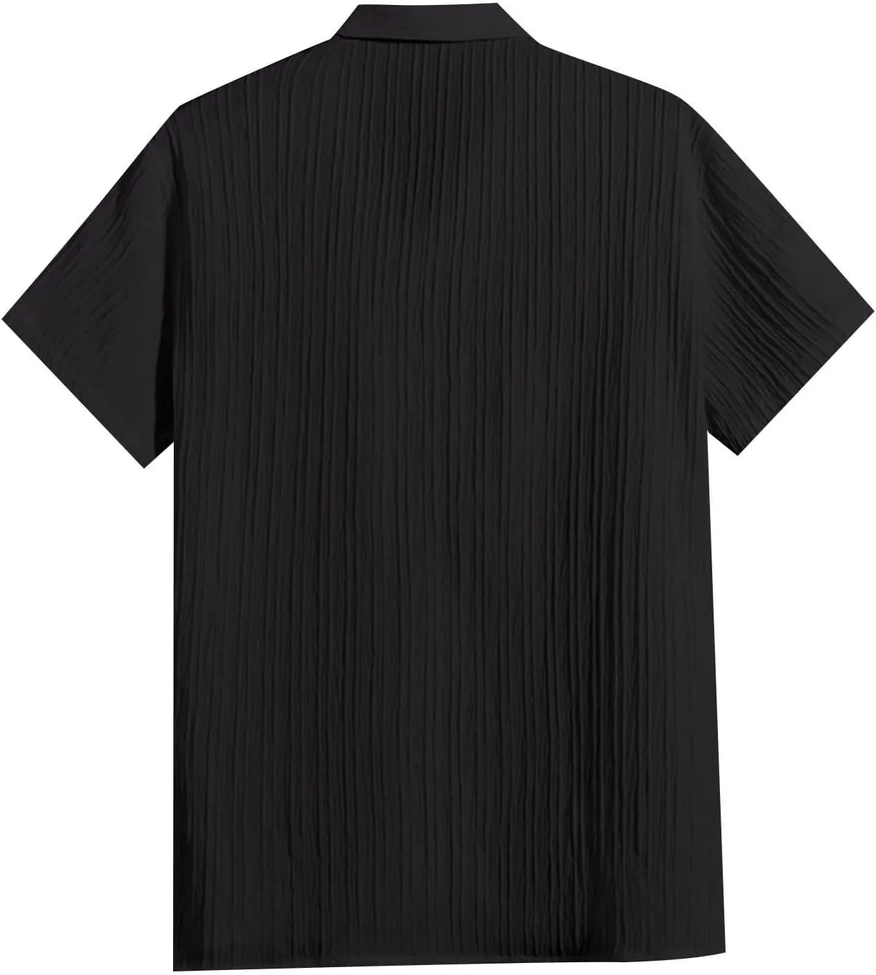 Cotton Linen Shirts for Men Vertical Stripe Short Sleeve T Shirt Solid Spread Collar Tees Summer Beach Vacation Tops