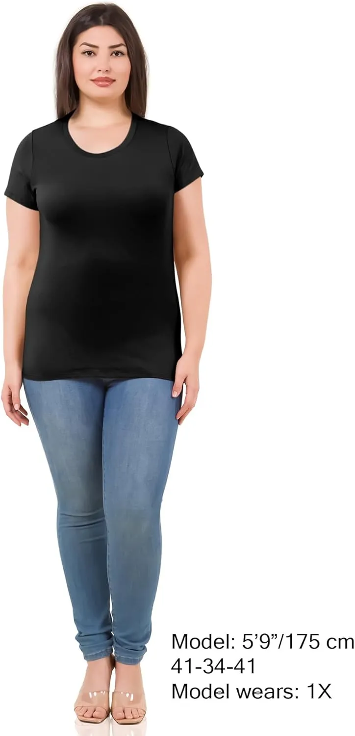 Cotton Tshirts for Women Short Sleeve Tshirt Basic Tees Plain T Shirt Womens Casual Tops Tee Undershirt Pack 1-4