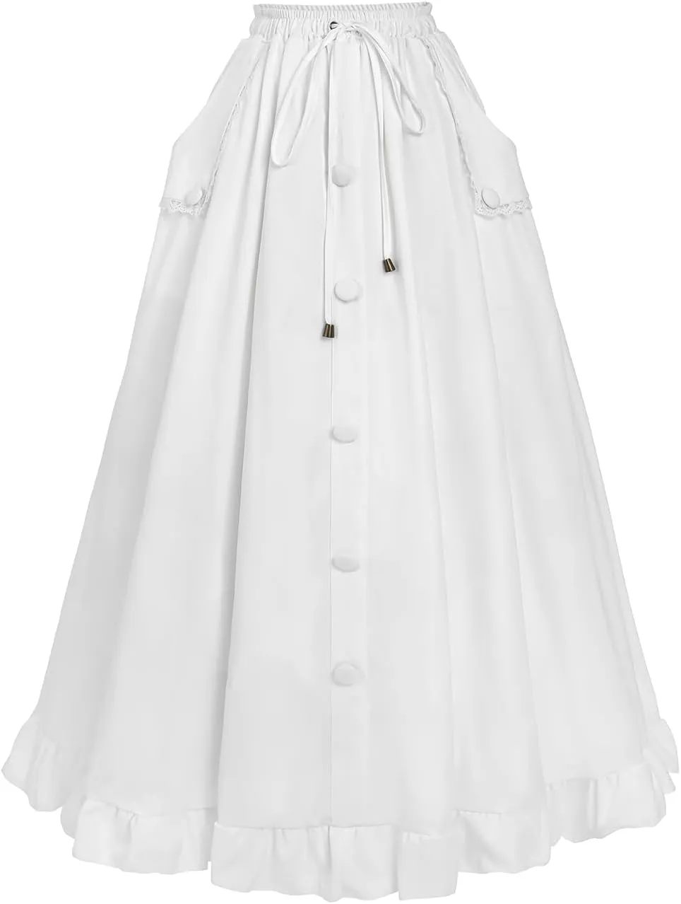 CR ROLECOS Womens Renaissance Skirt Victorian High Waist Peasant Double Layers Long Skirt