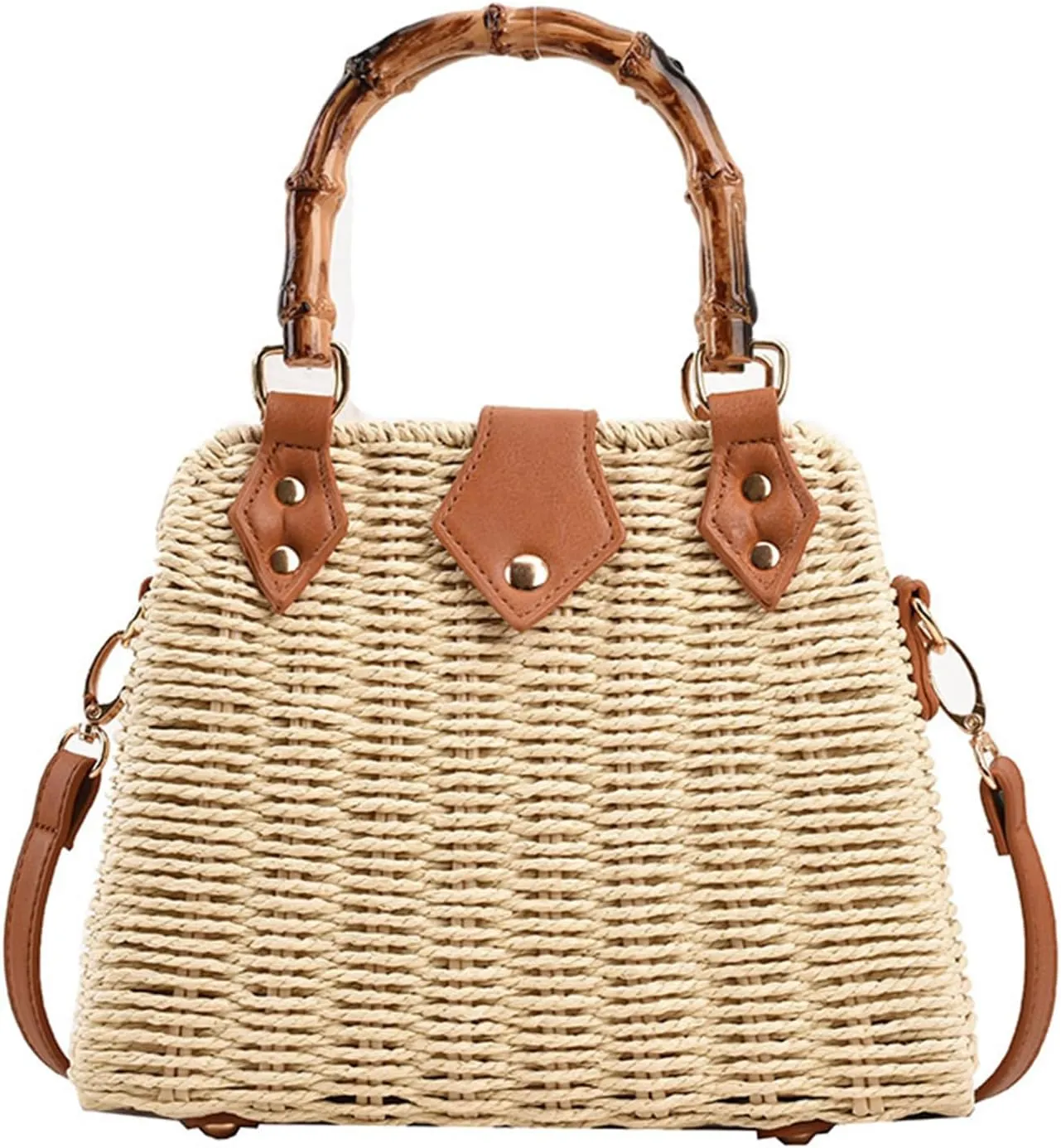 Crossbody Handbag for Women Handmade Straw Woven Beach Bag 2025 Wicker Rattan Handle Purse for Summer